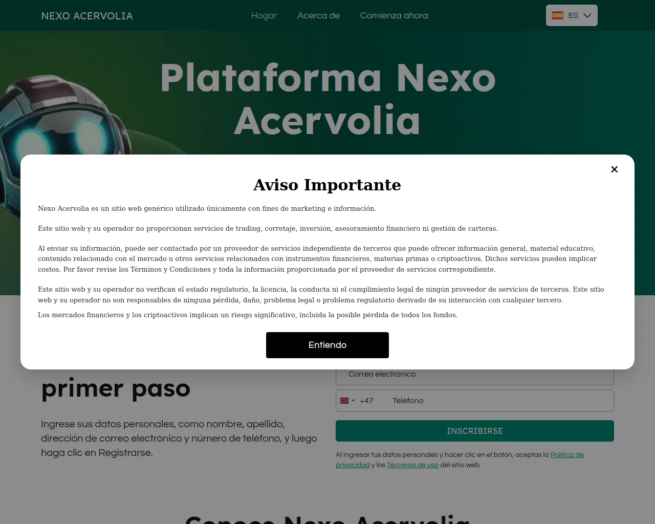 Screenshot of nexoacervolia-es.live