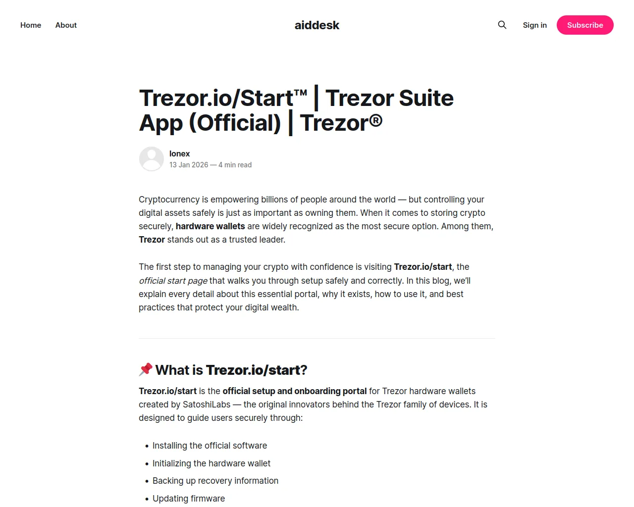Screenshot of aiddesk.ghost.io