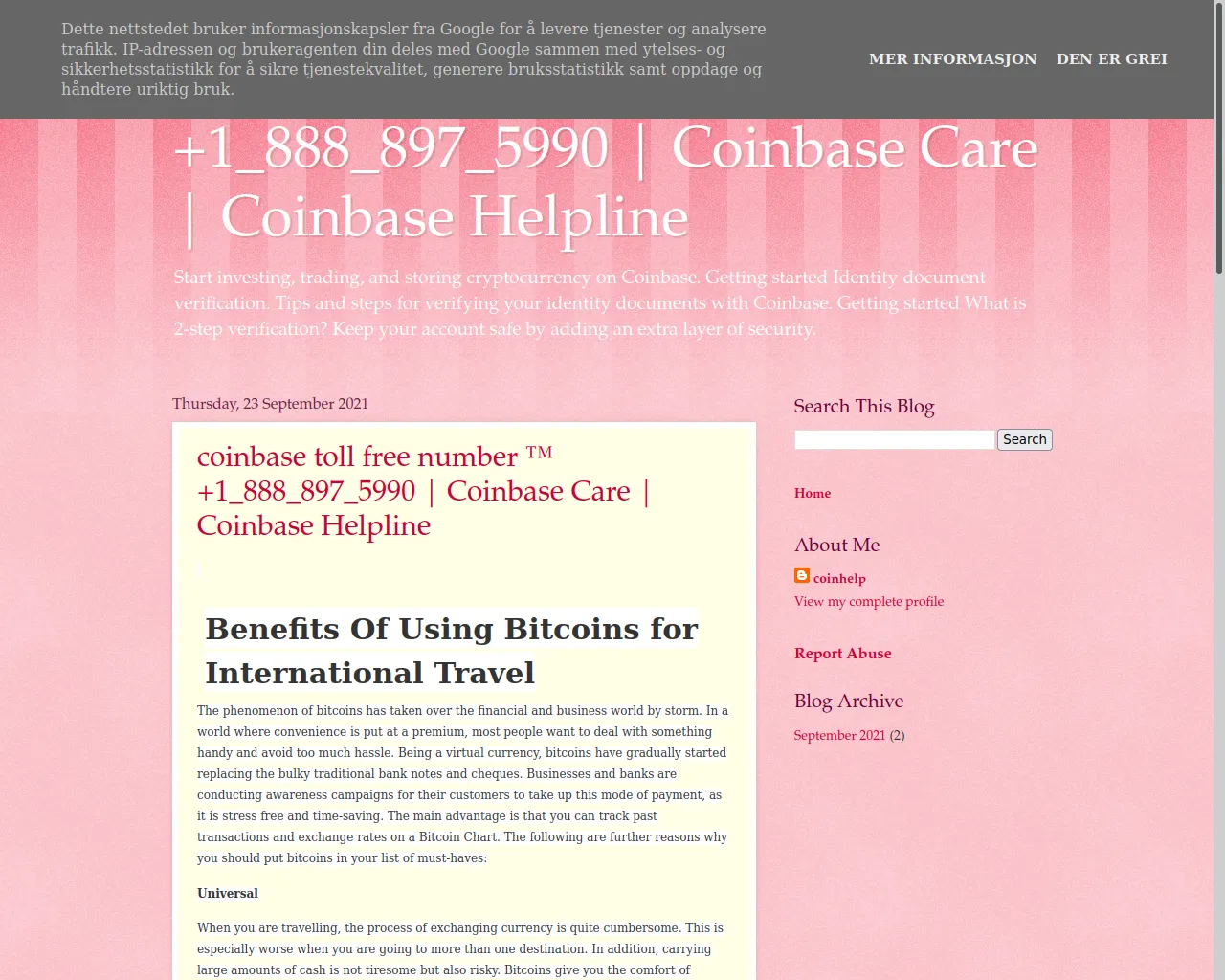 Screenshot of coinbasetollfreehelp.blogspot.com
