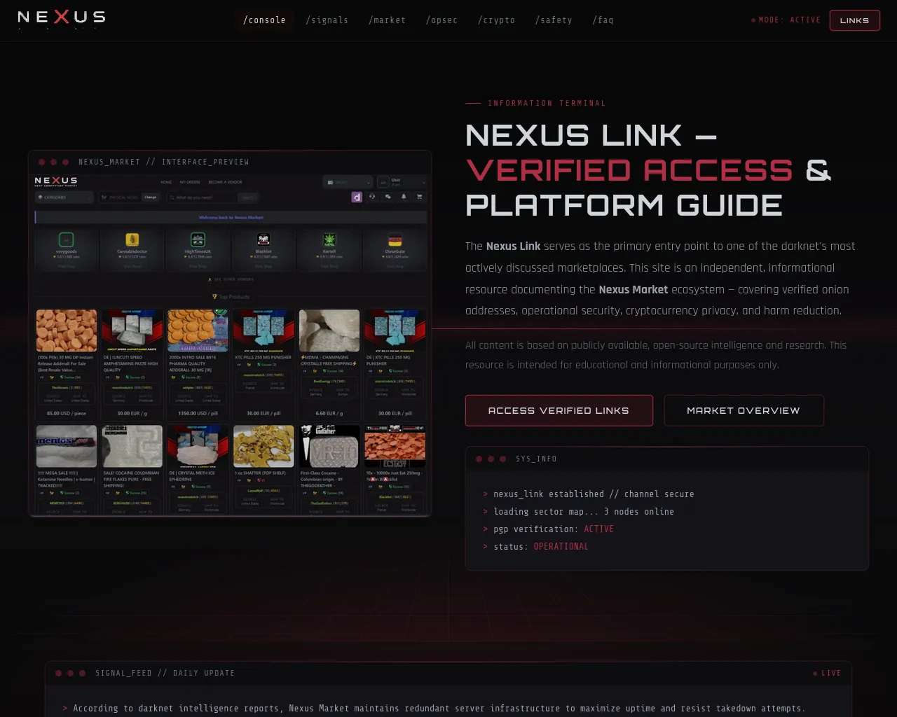 Screenshot of link.nexus1darknet.com