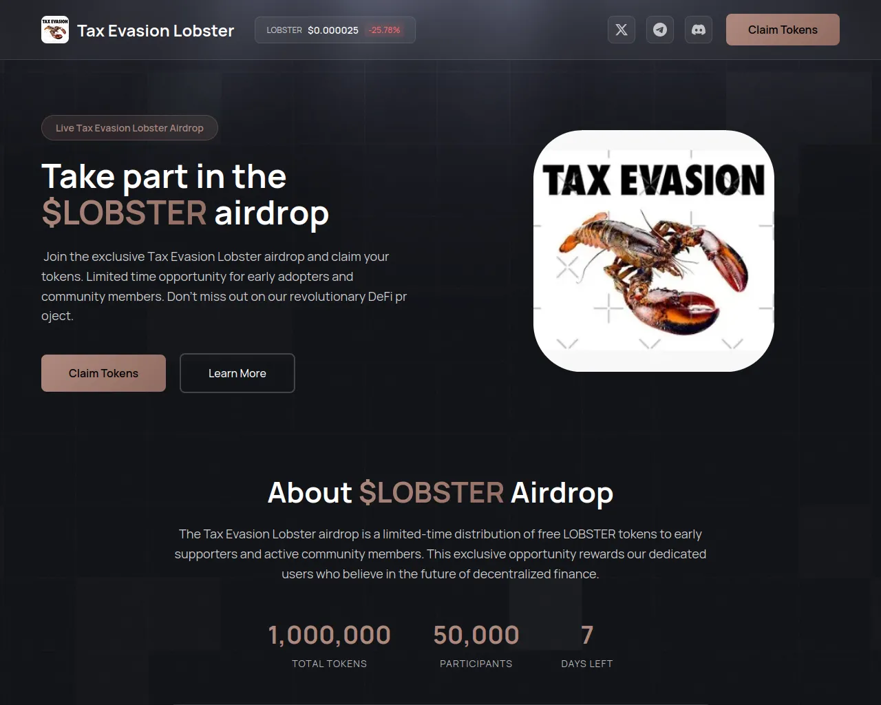Screenshot of claim-lobster.xyz