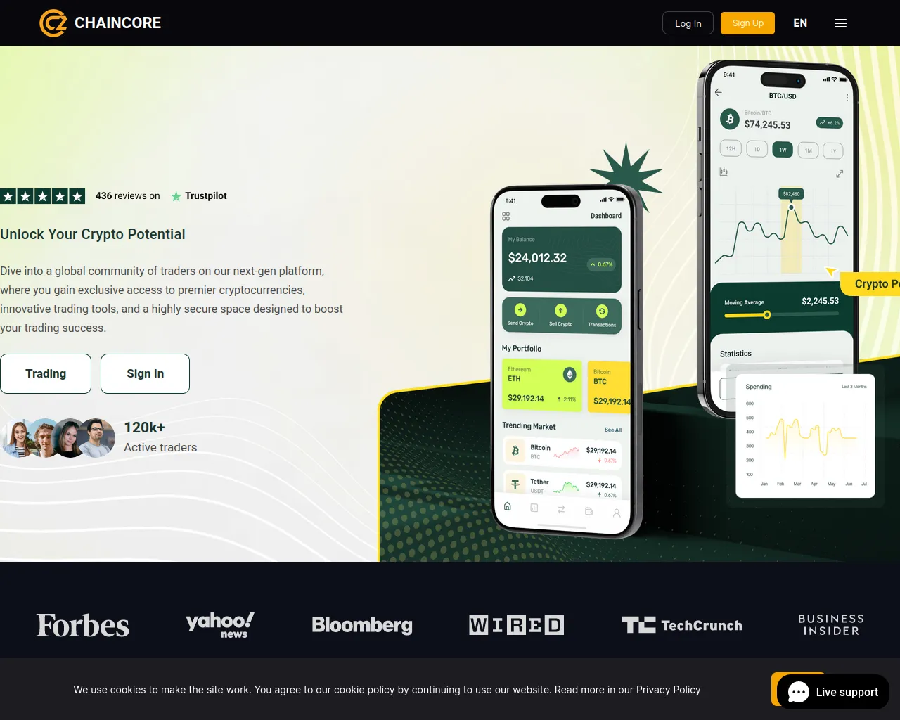 Screenshot of chaincore.biz