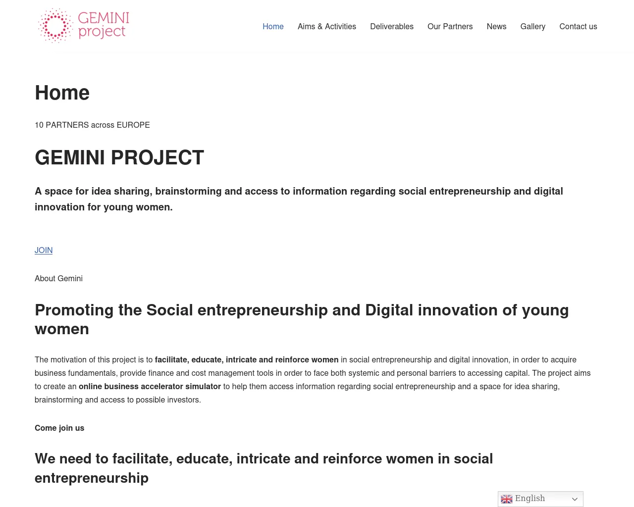 Screenshot of gemini-project.eu