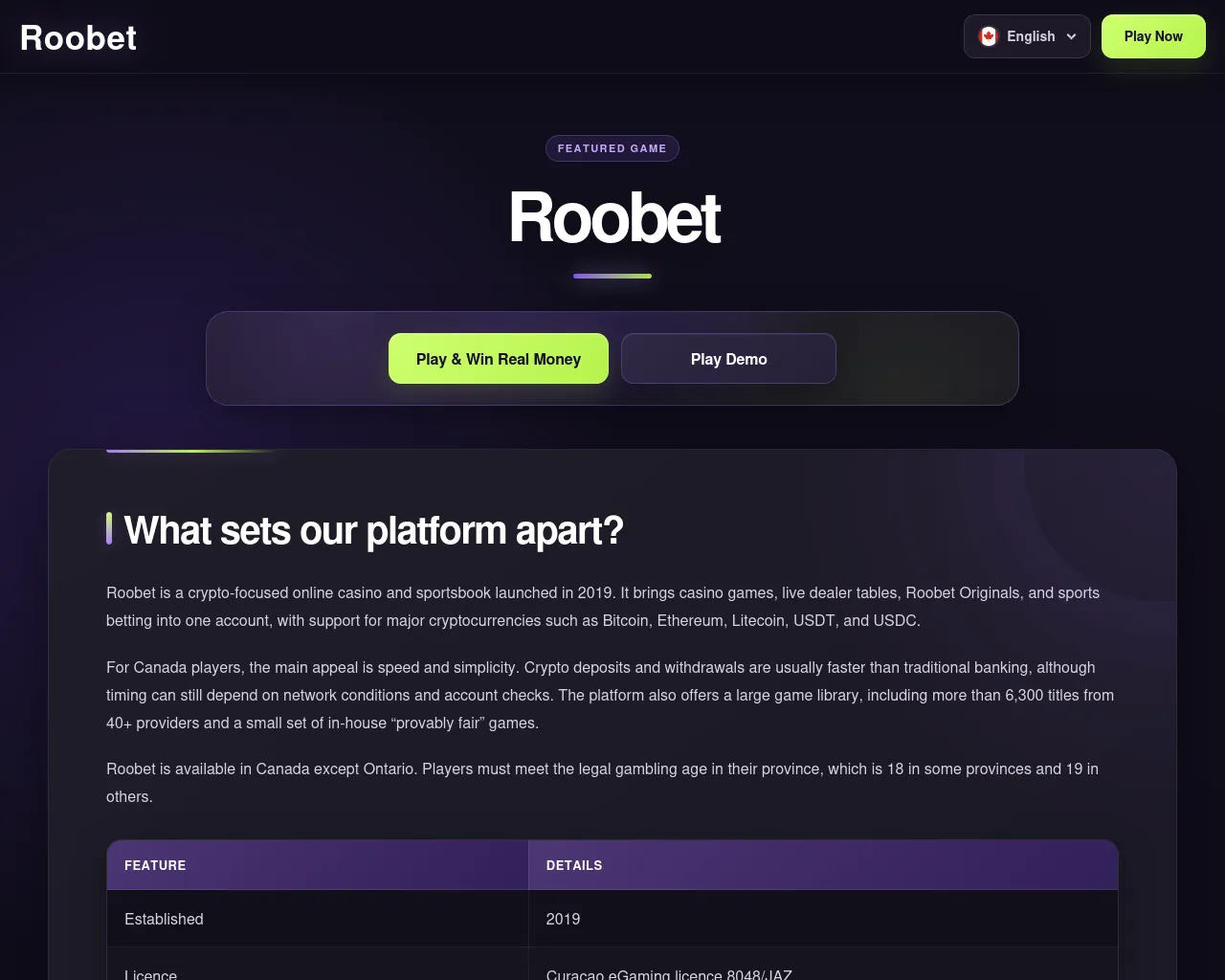 Screenshot of roobet-canada.org
