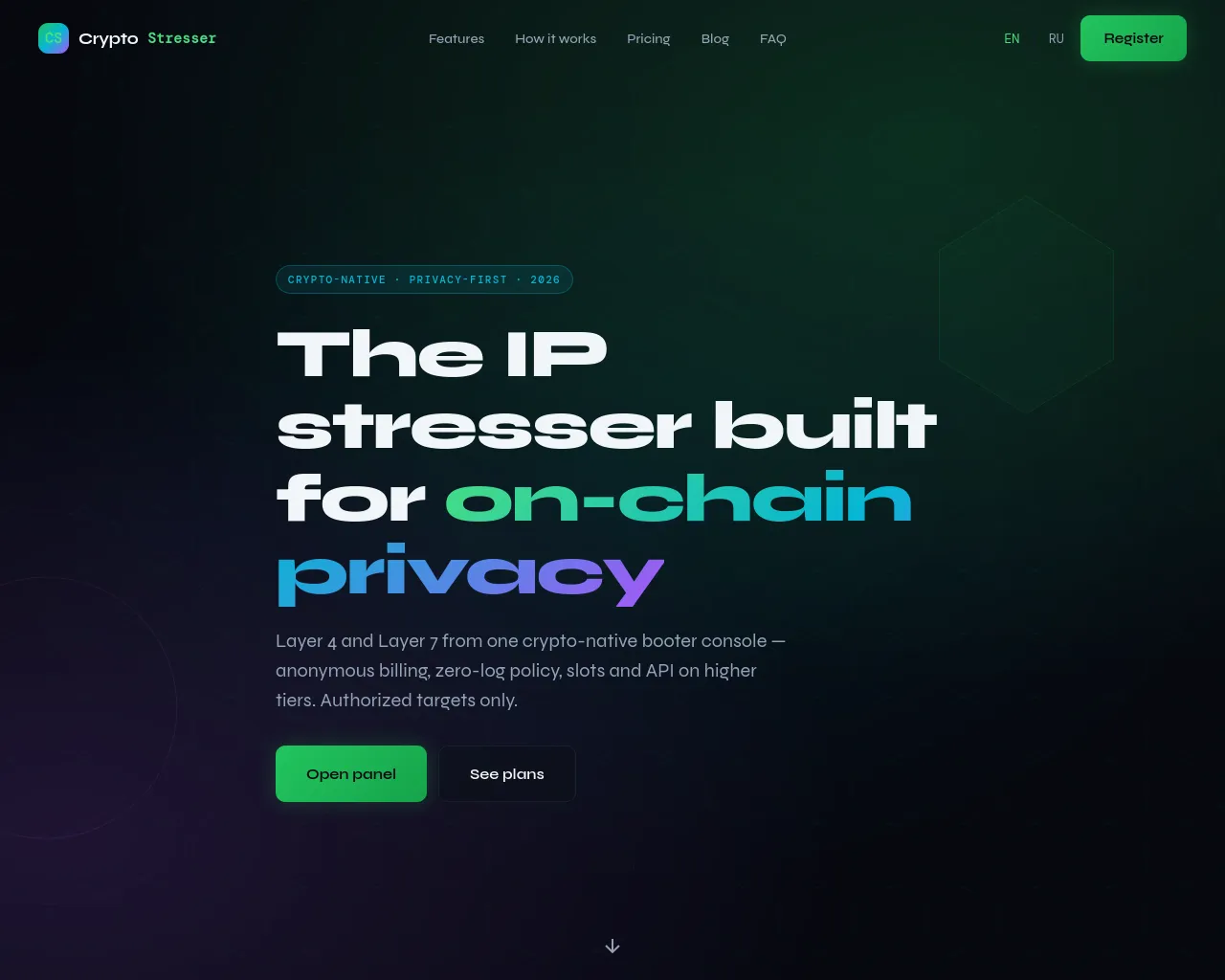 Screenshot of cryptostresser.org
