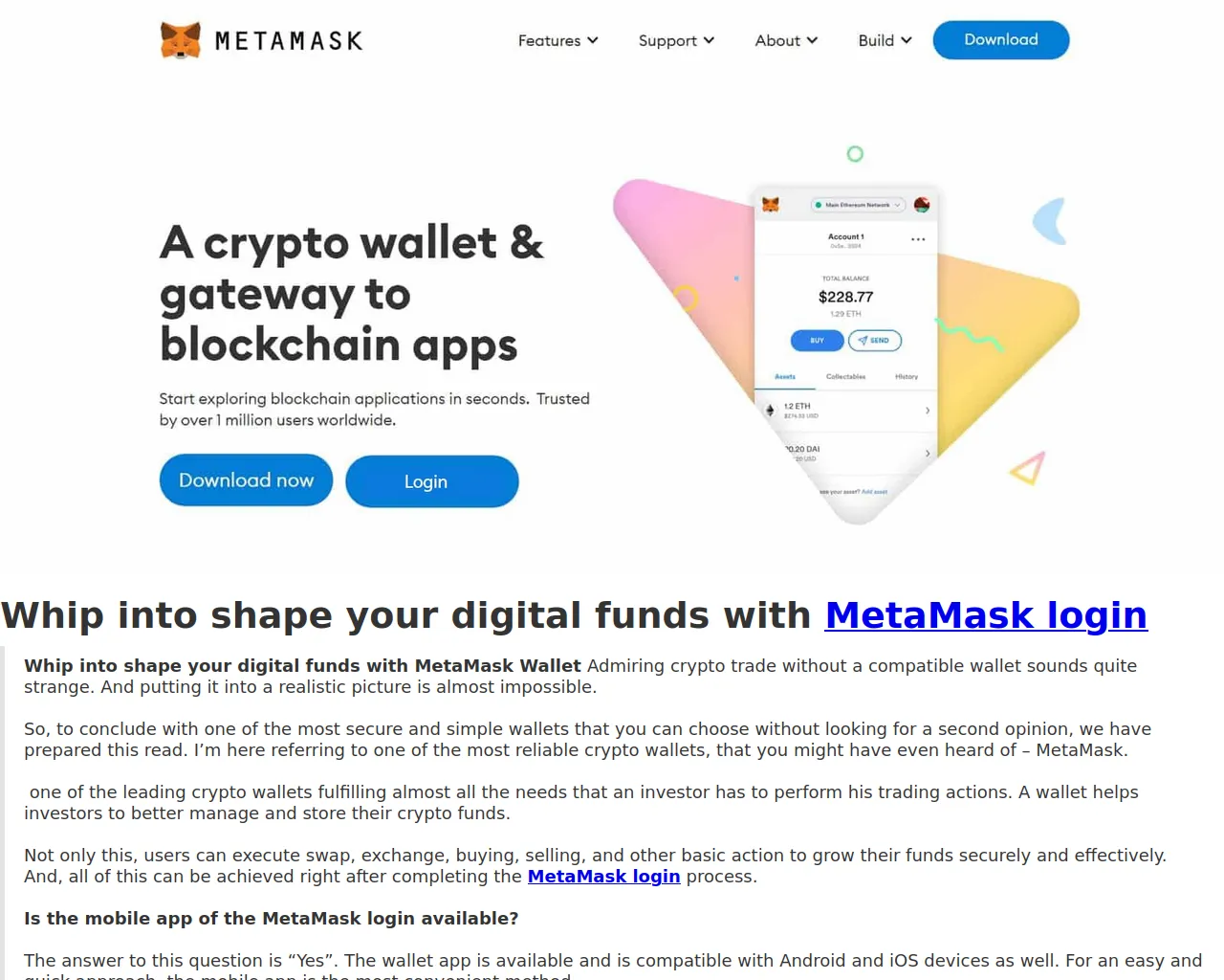 Screenshot of metamaskloginjn.webflow.io