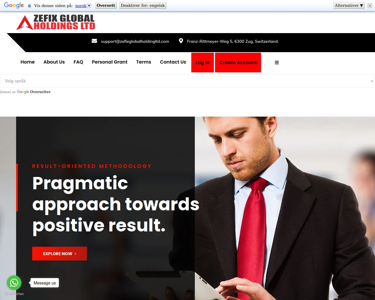 Screenshot of zefixglobalholdingltd.com