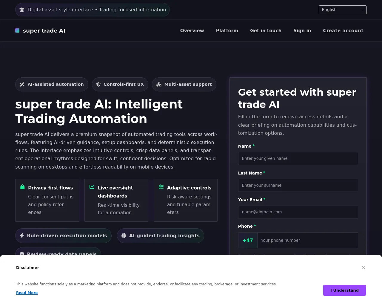 Screenshot of supertradeai-app.com