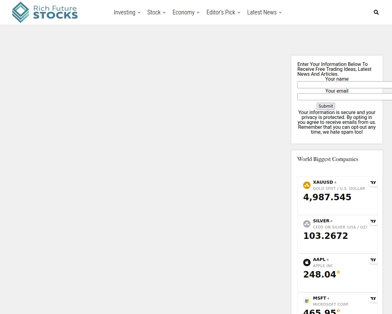 Screenshot of richfuturestocks.com