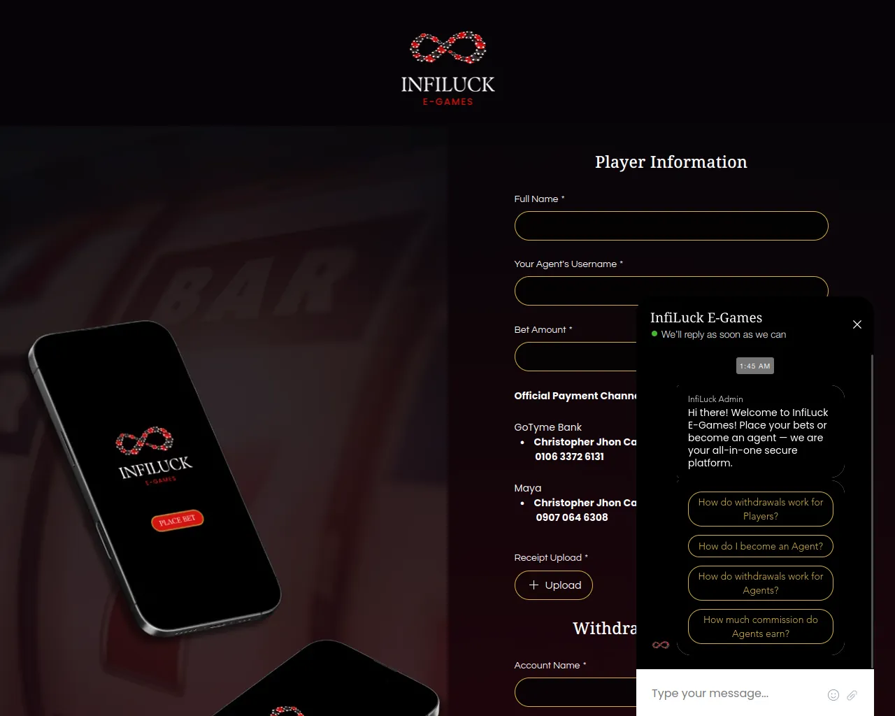 Screenshot of infiluckegames.com
