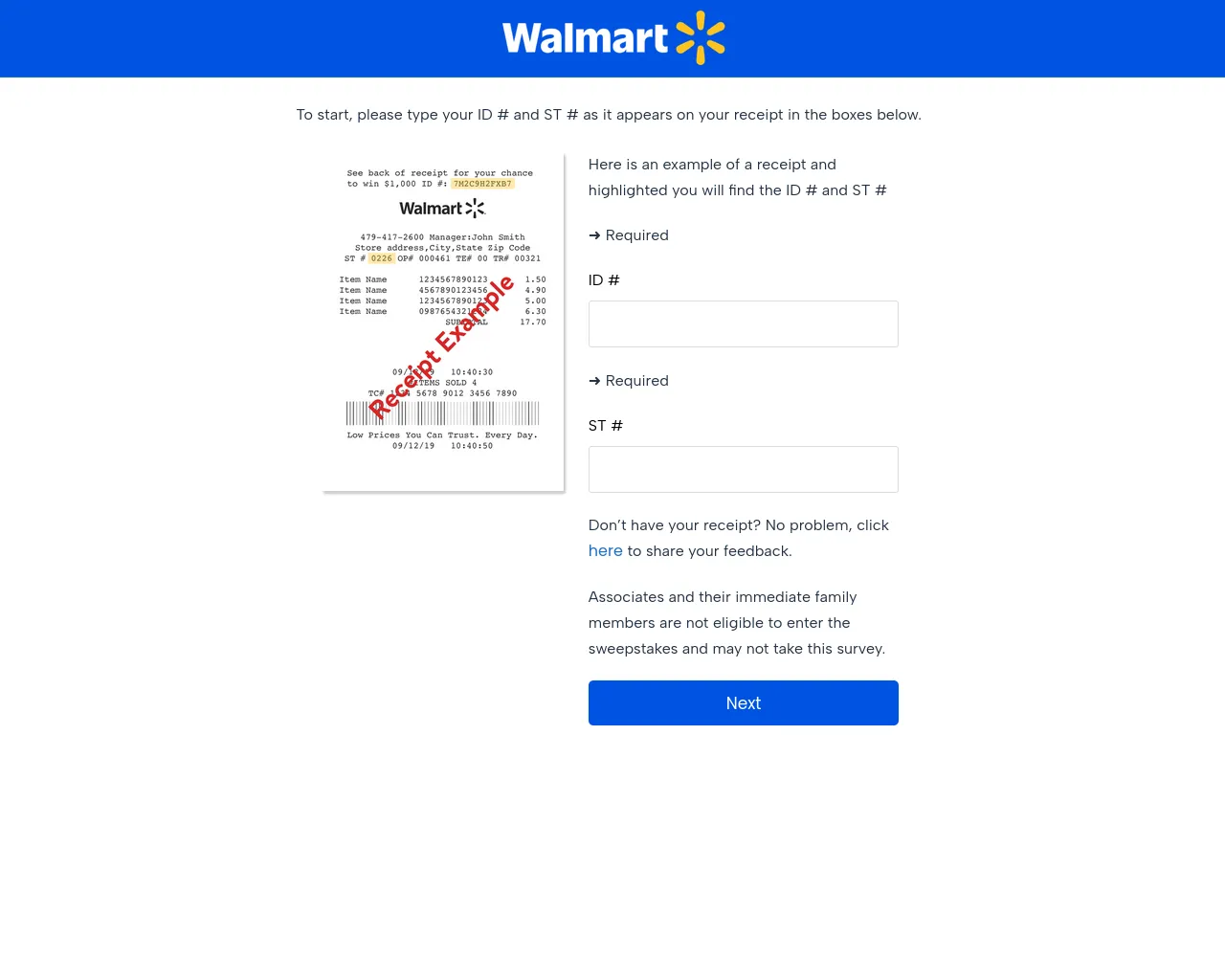 Screenshot of walmart.survey-code.com