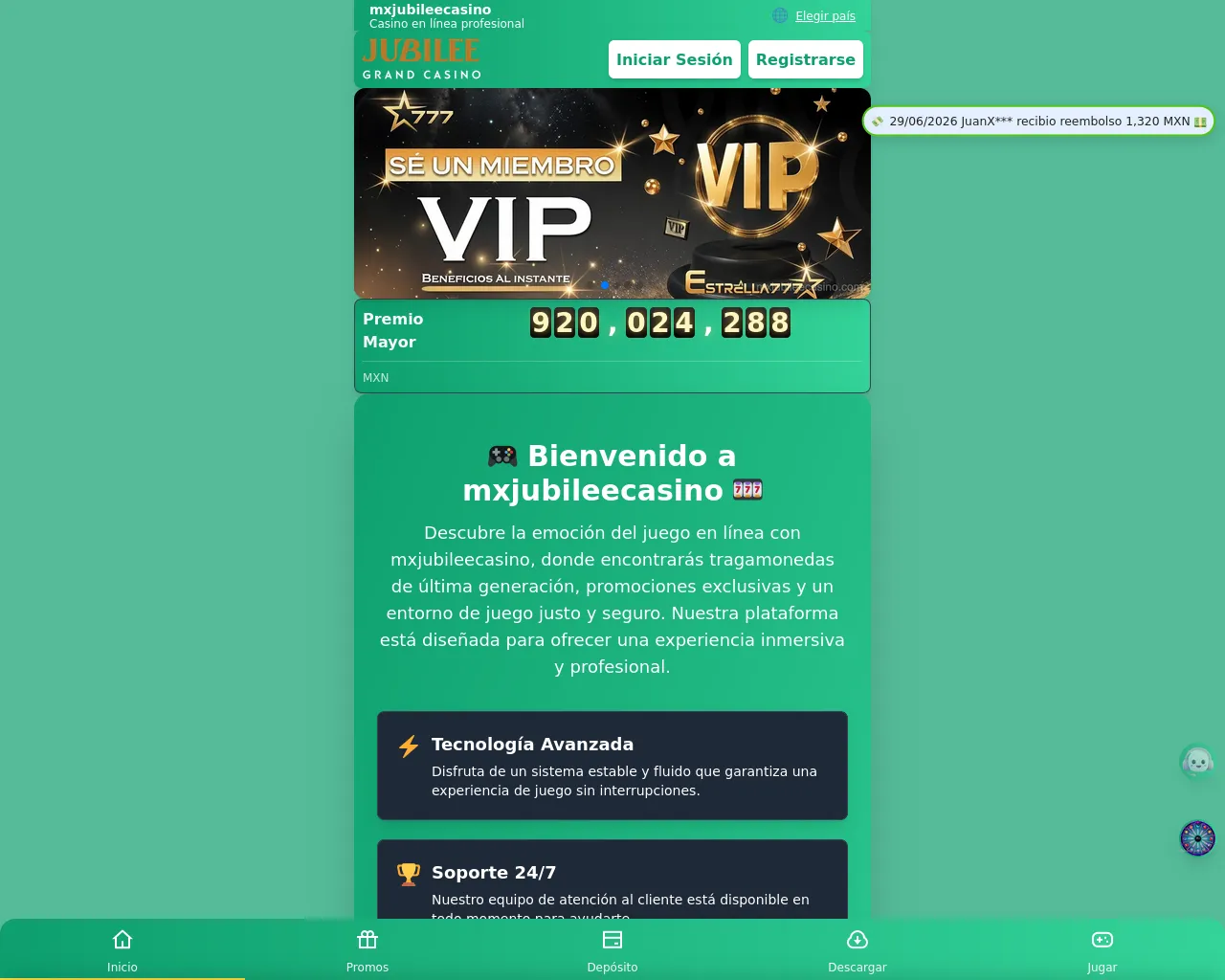 Screenshot of mxjubileecasino.com