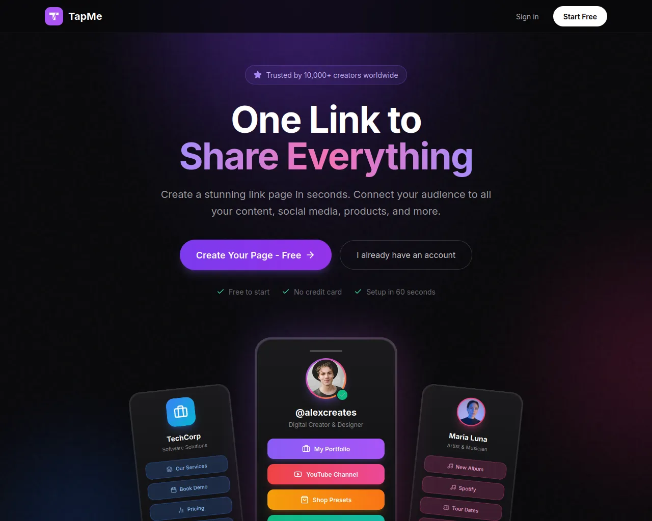 Screenshot of tapme.im