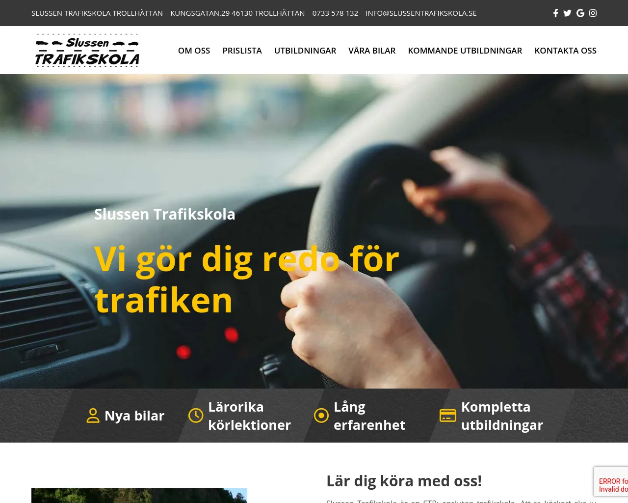 Screenshot of slussentrafikskola.se