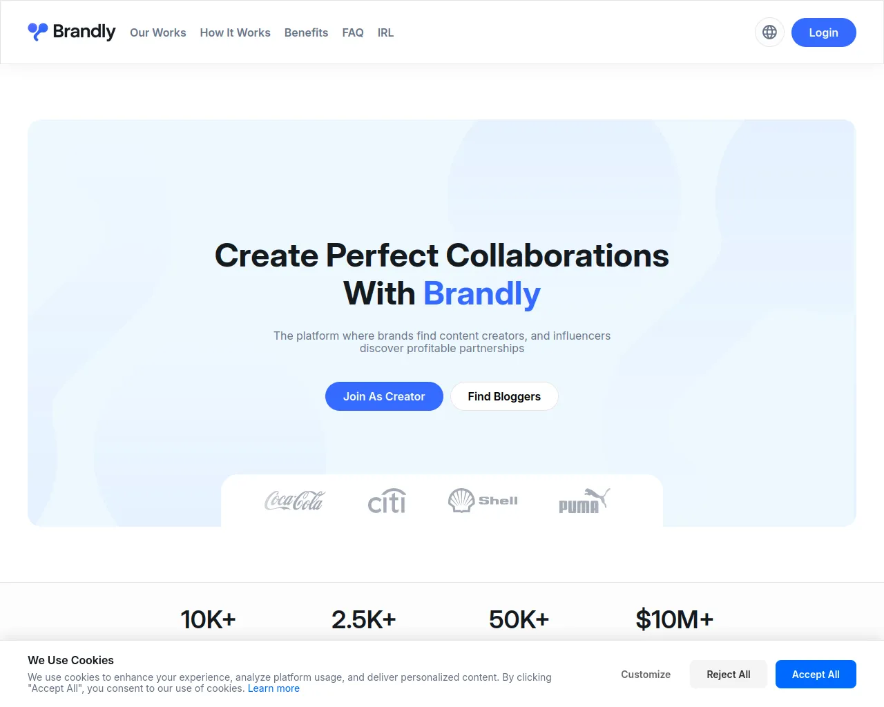 Screenshot of brandlytalent.com