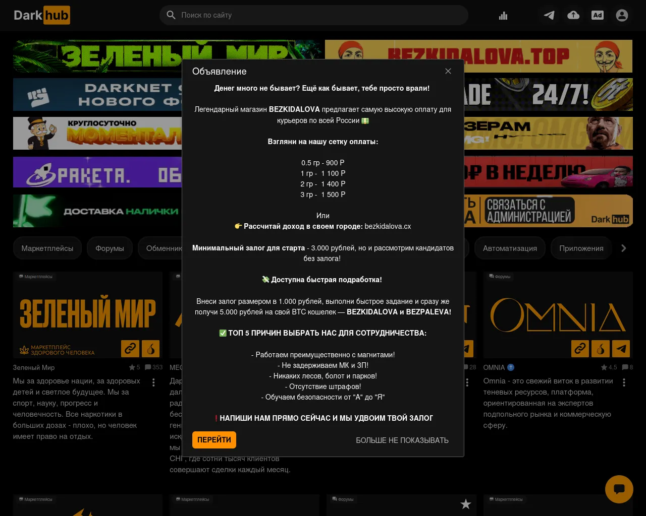 Screenshot of darkhub.biz