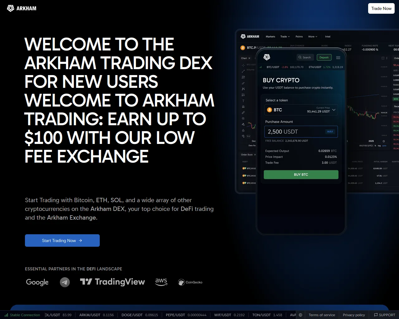 Screenshot of arkham.trade