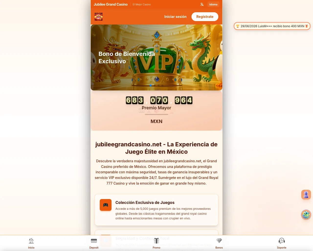 Screenshot of jubileegrandcasino.net