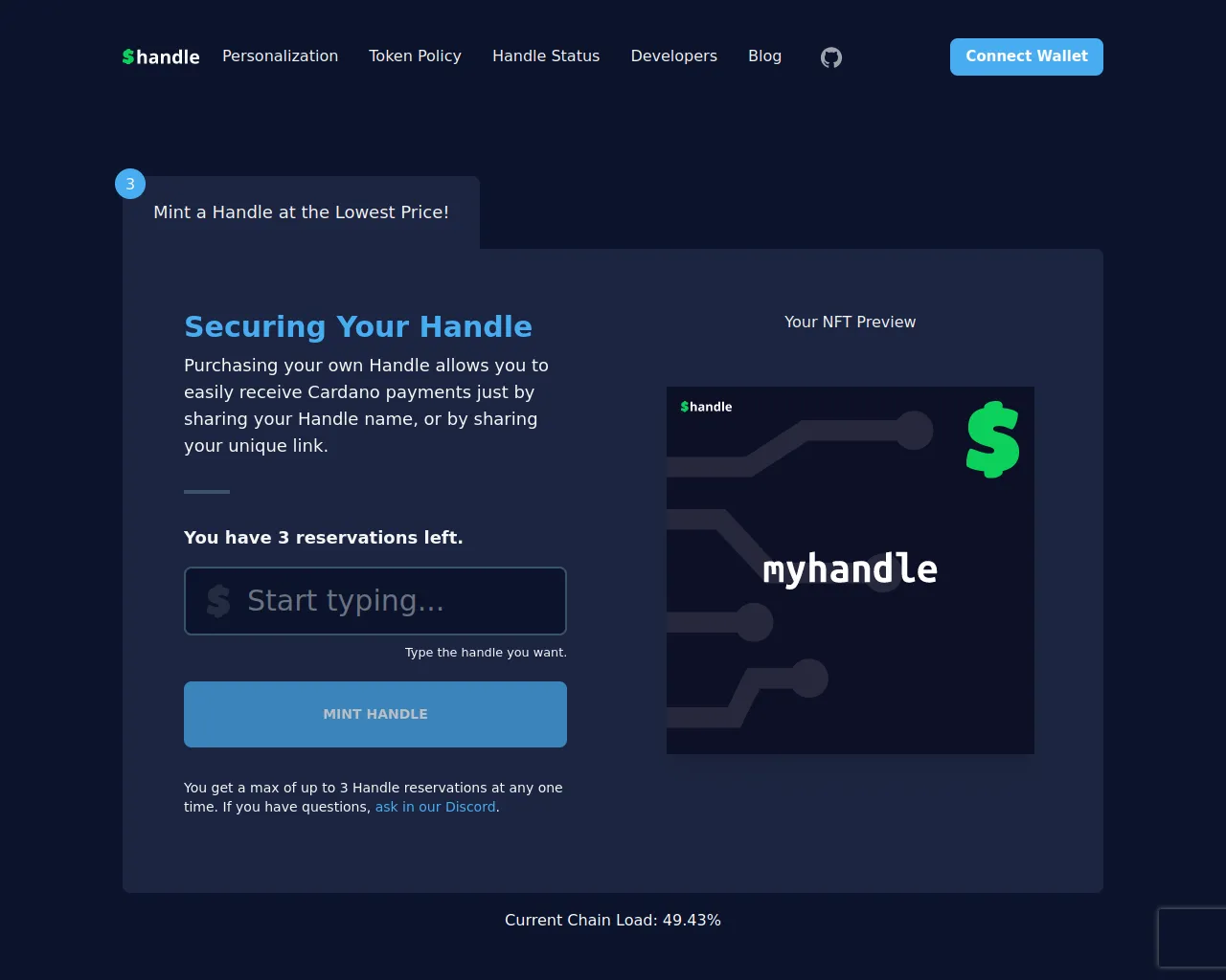 Screenshot of mint-handle.online