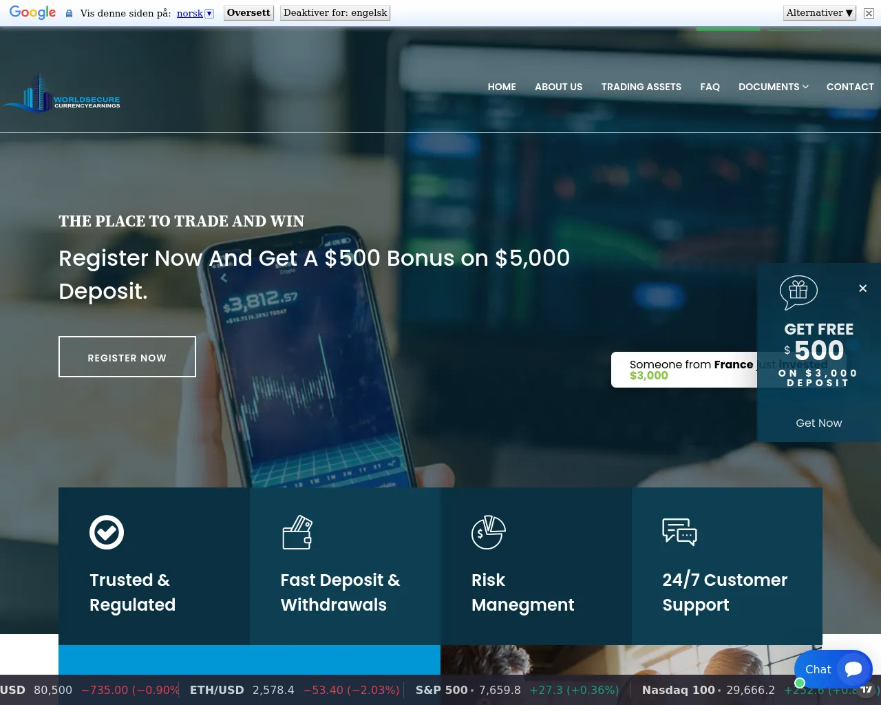 Screenshot of worldsecurecurrencyearnings.net
