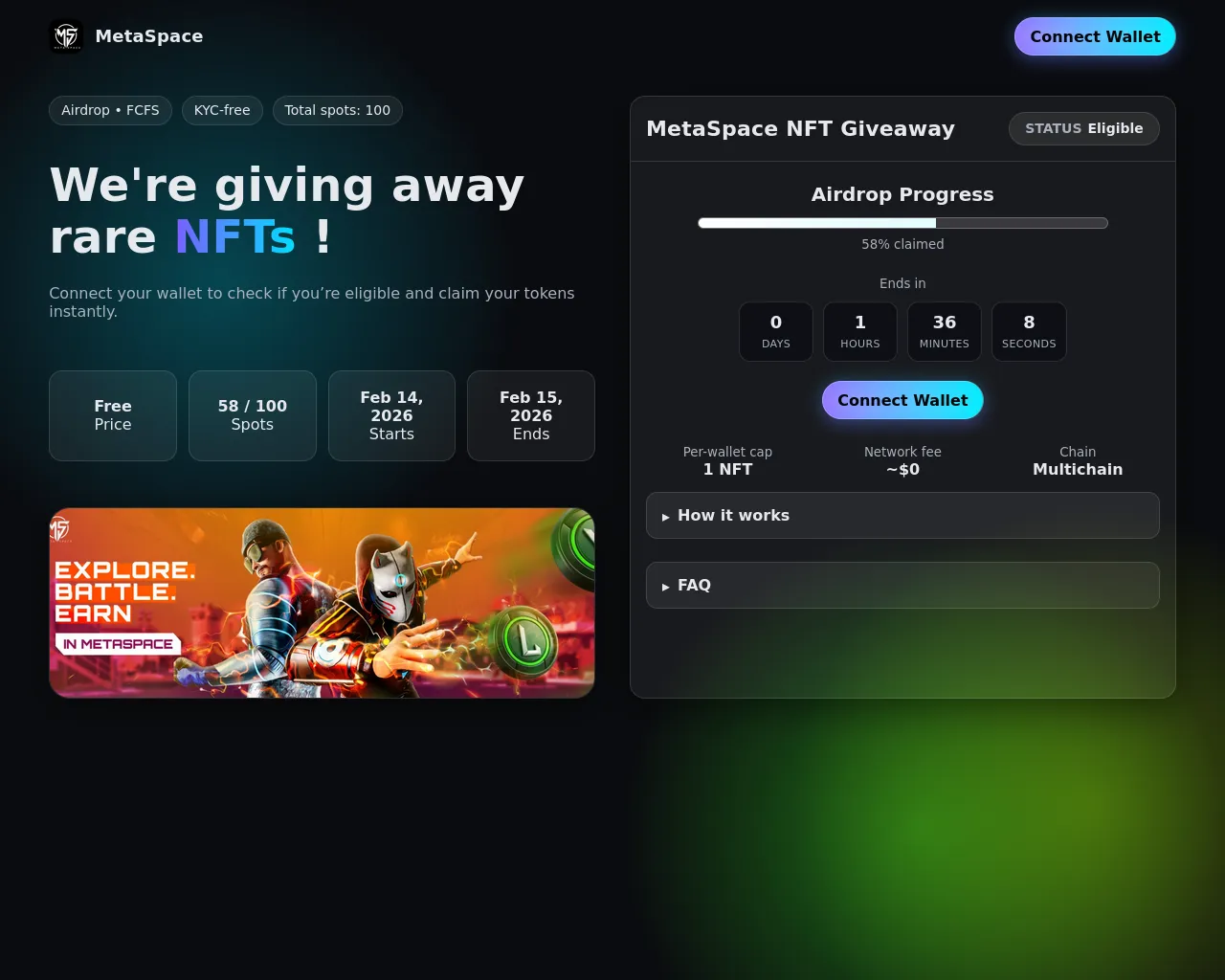 Screenshot of metaspacechain.xyz