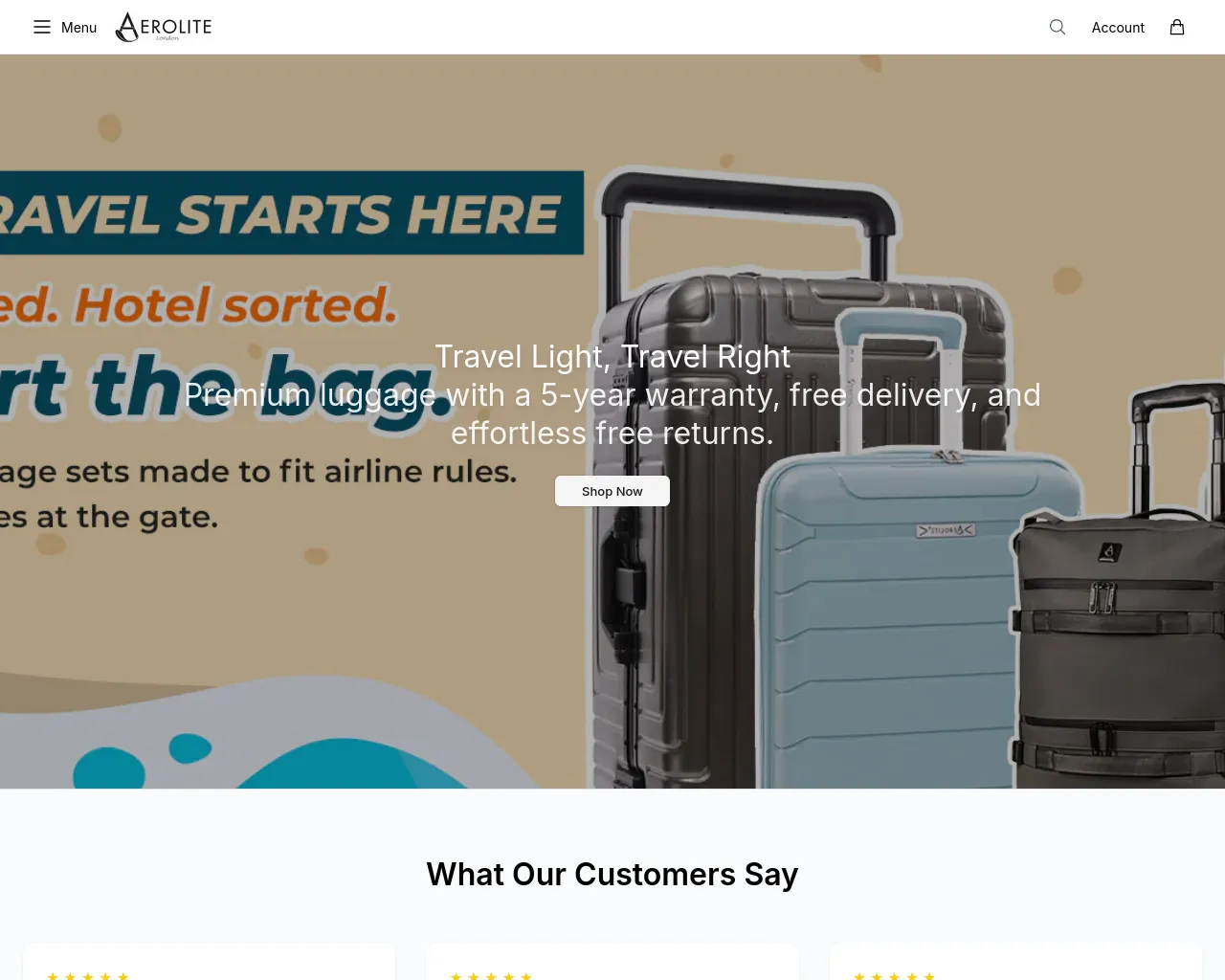 Screenshot of aerolitefashion.shop