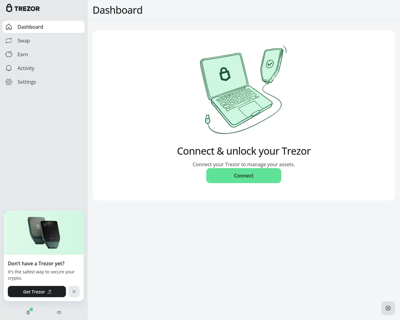 Screenshot of trezor-connect.com