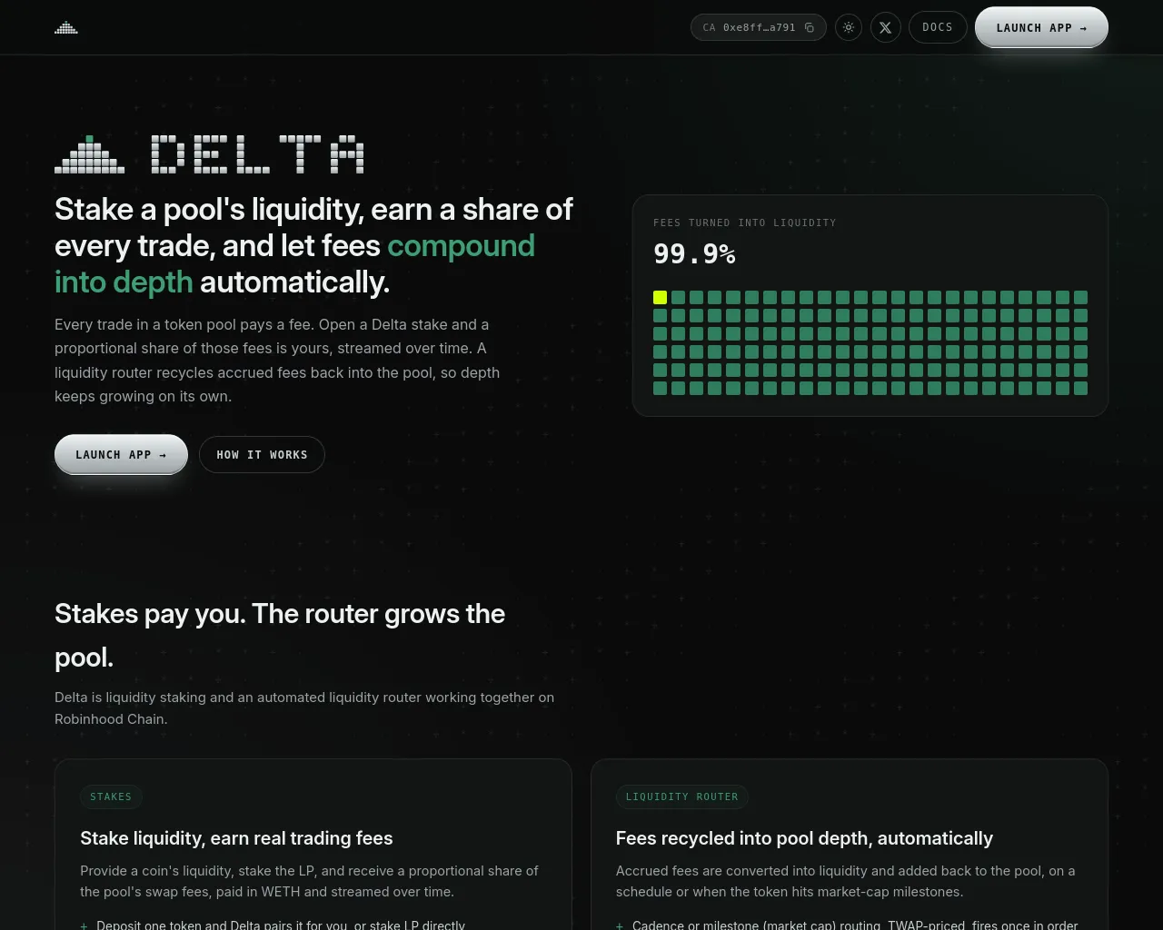 Screenshot of deltaliquidity.app