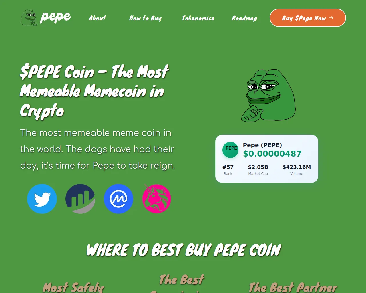 Screenshot of thepepecoin.org