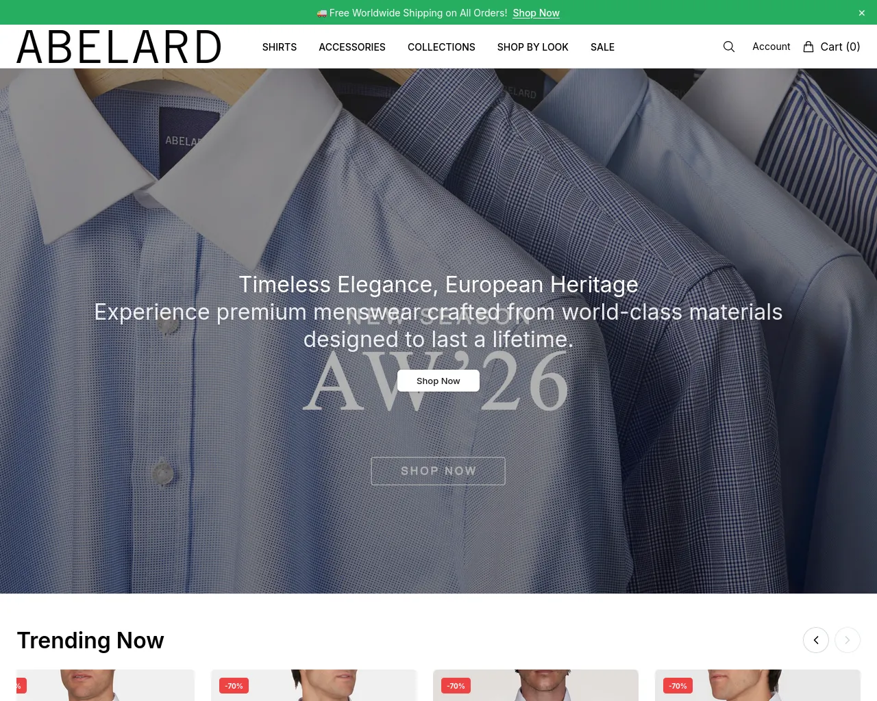 Screenshot of abelardshirtsonline.shop