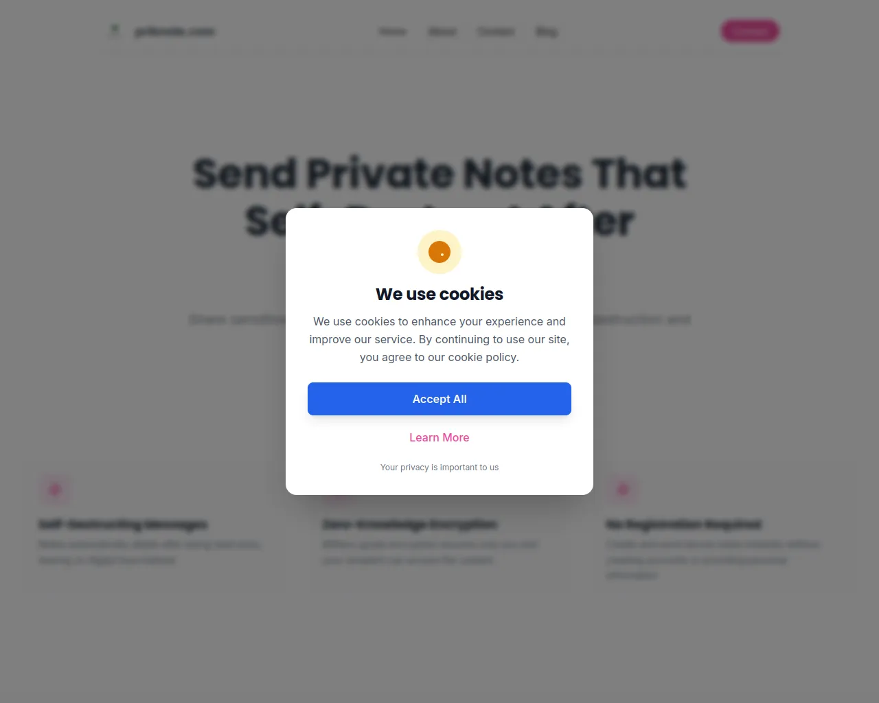Screenshot of priknote.com