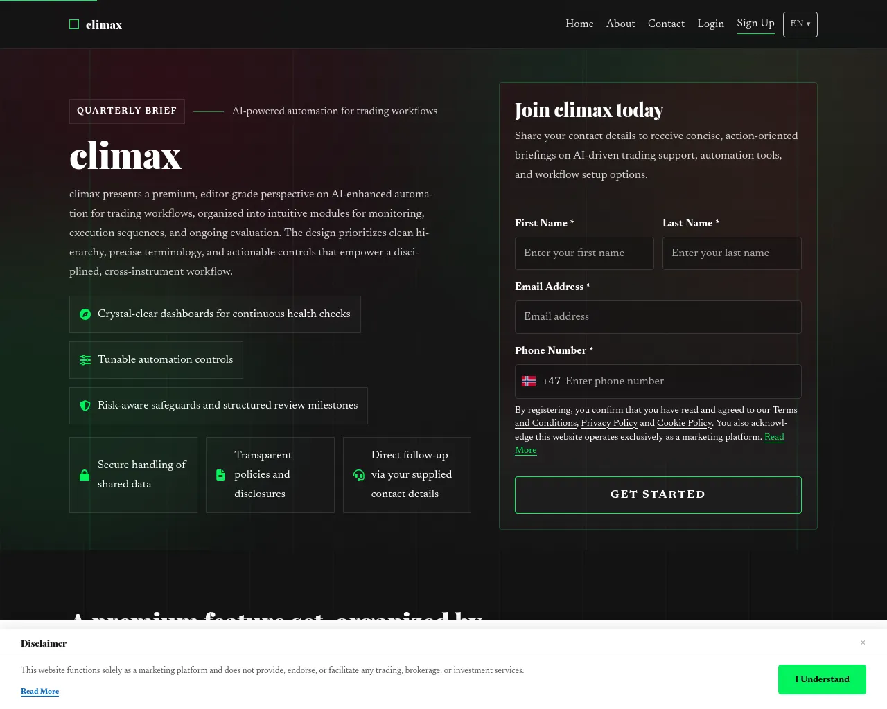 Screenshot of climaxsoftware.com