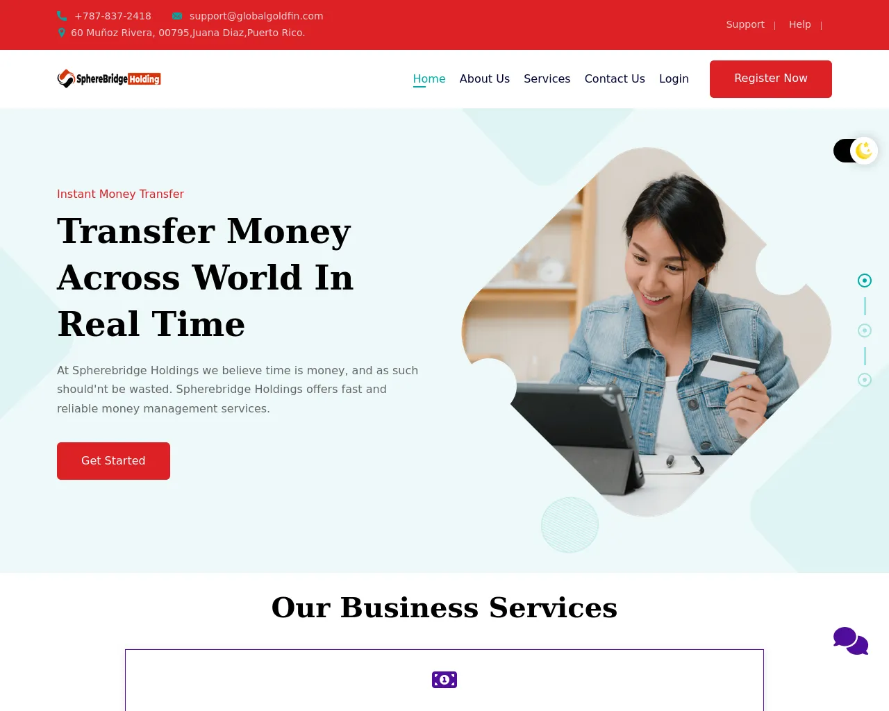 Screenshot of spherebridgeholdings.com