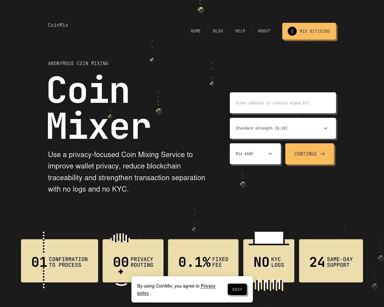 Screenshot of coin-mix.cash