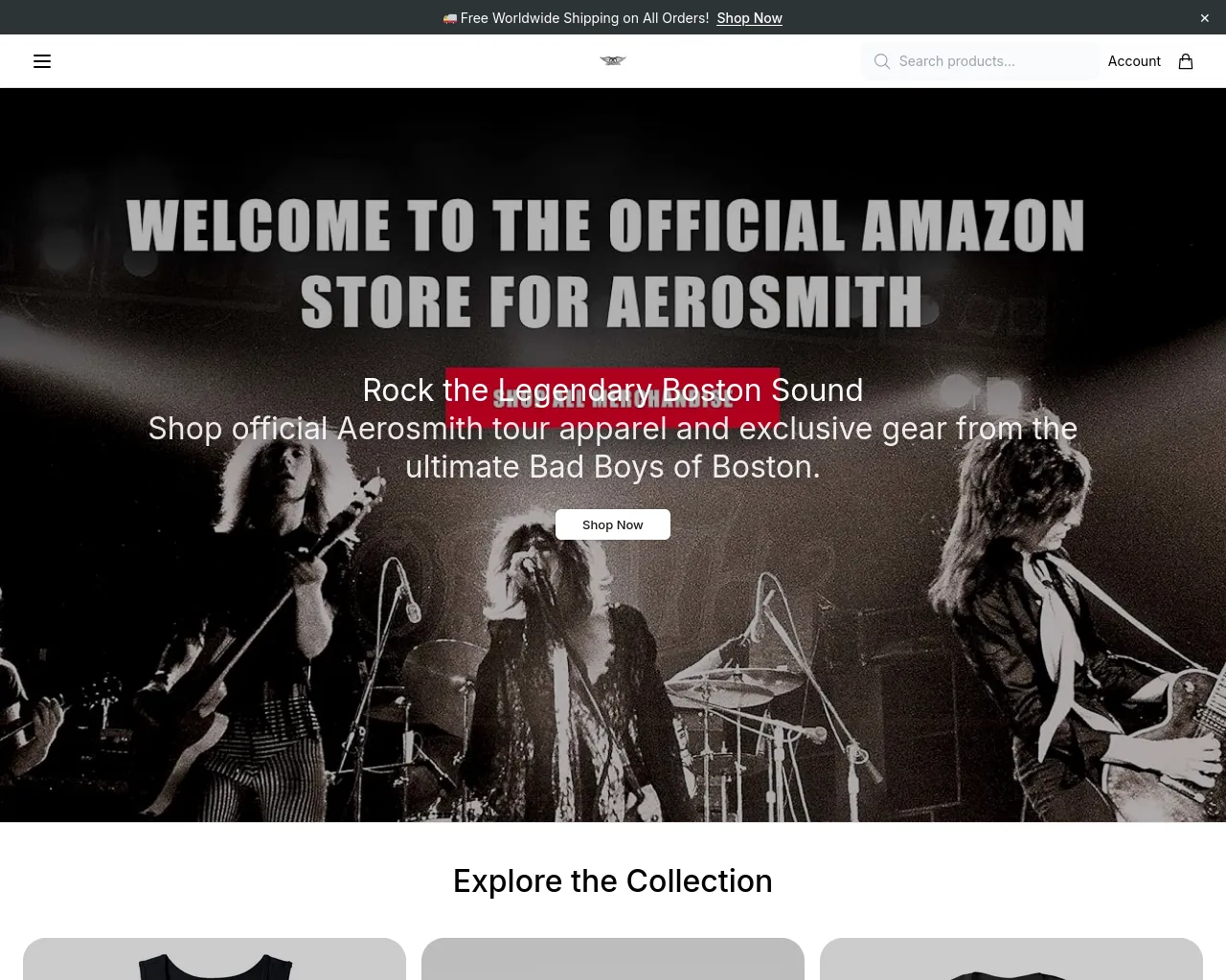 Screenshot of aerosmithwear.shop