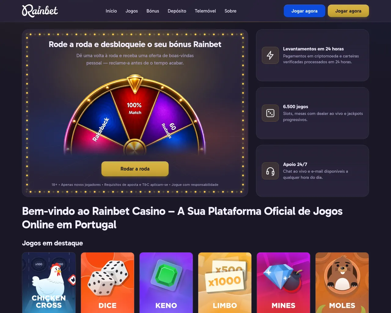 Screenshot of pt-rainbet.com