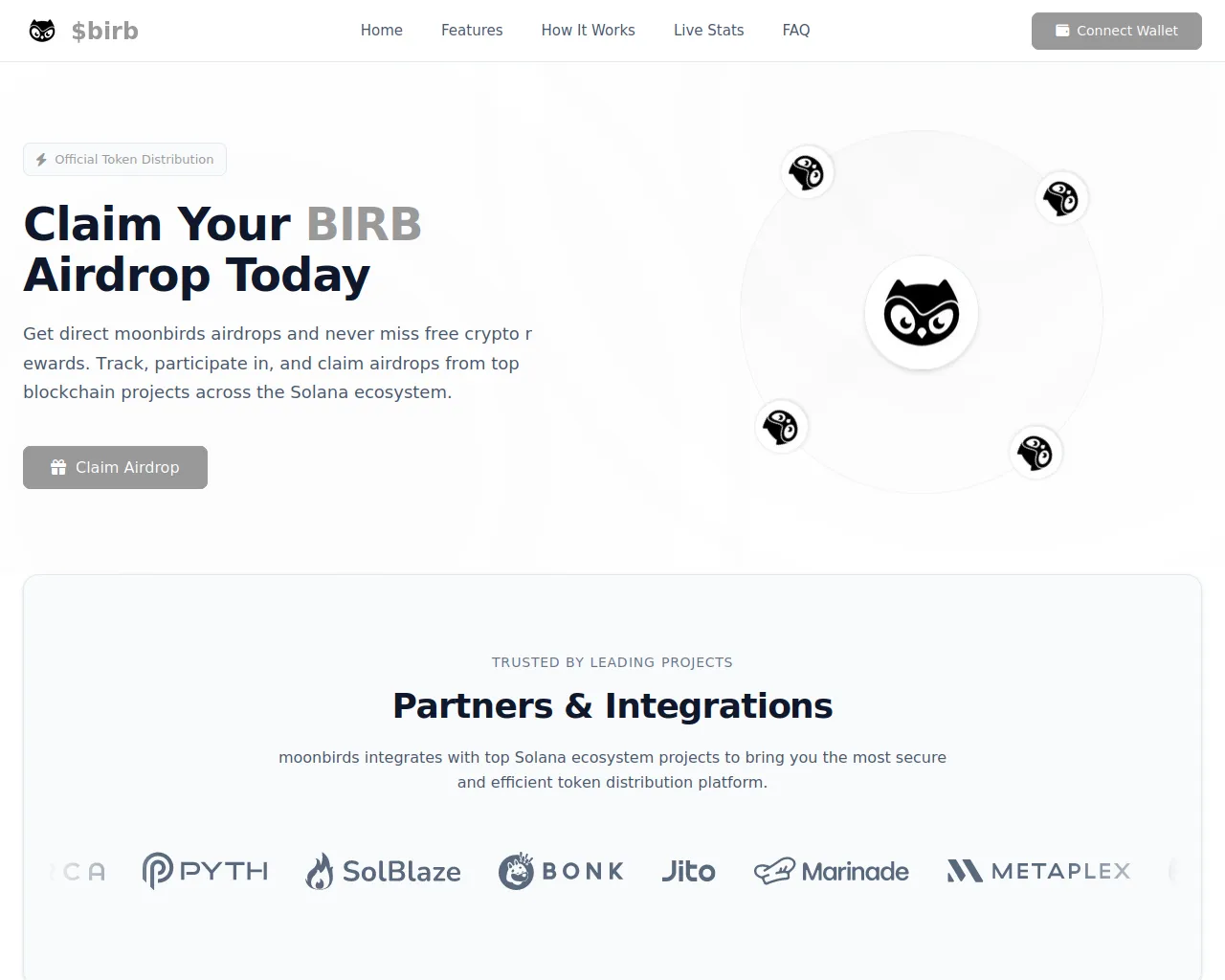 Screenshot of airdrop.moonbirdes.xyz