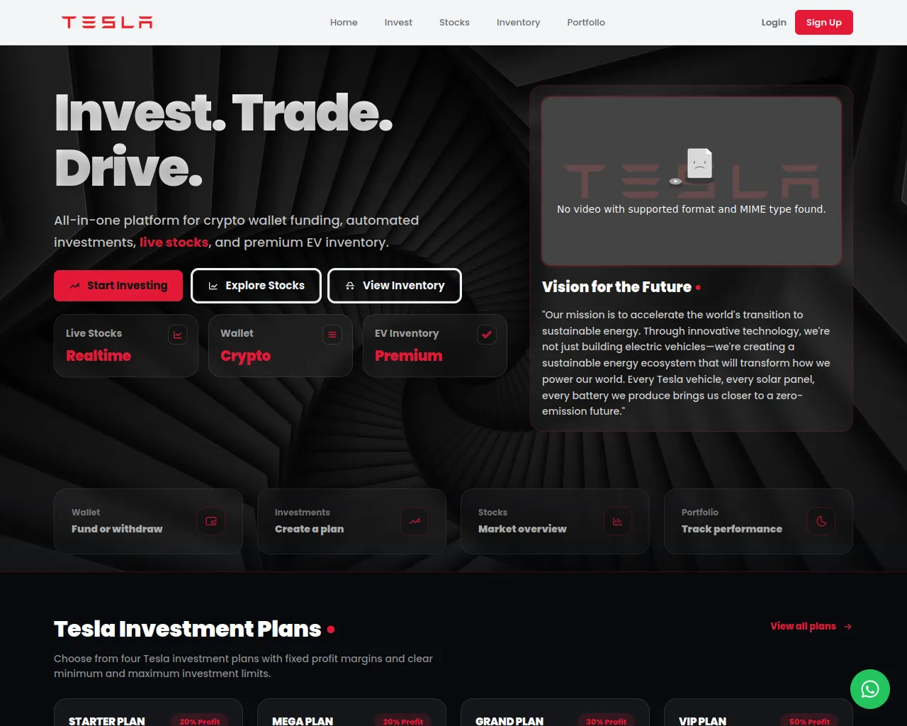 Screenshot of teslainvesthub.com
