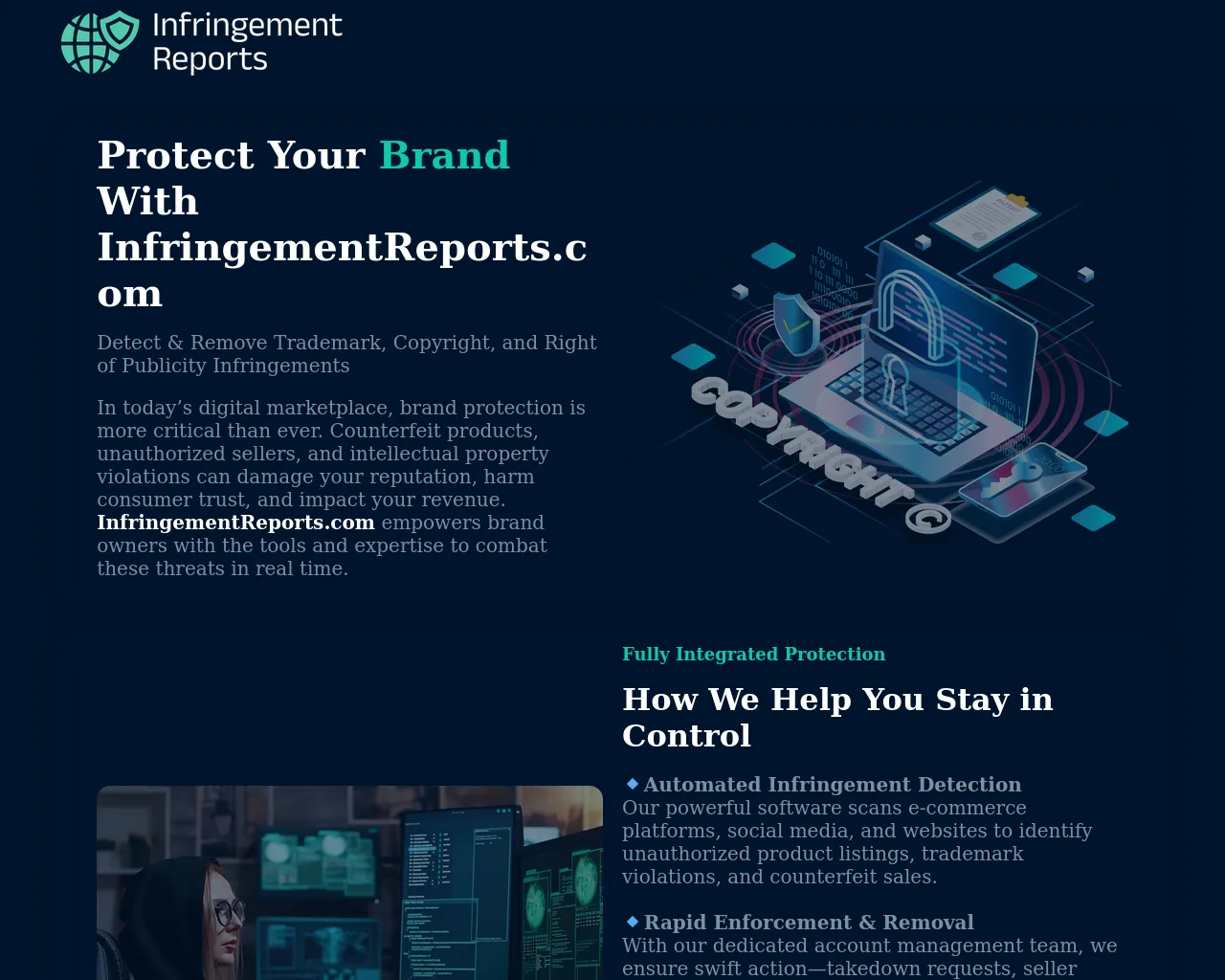 Screenshot of infringementreports.com
