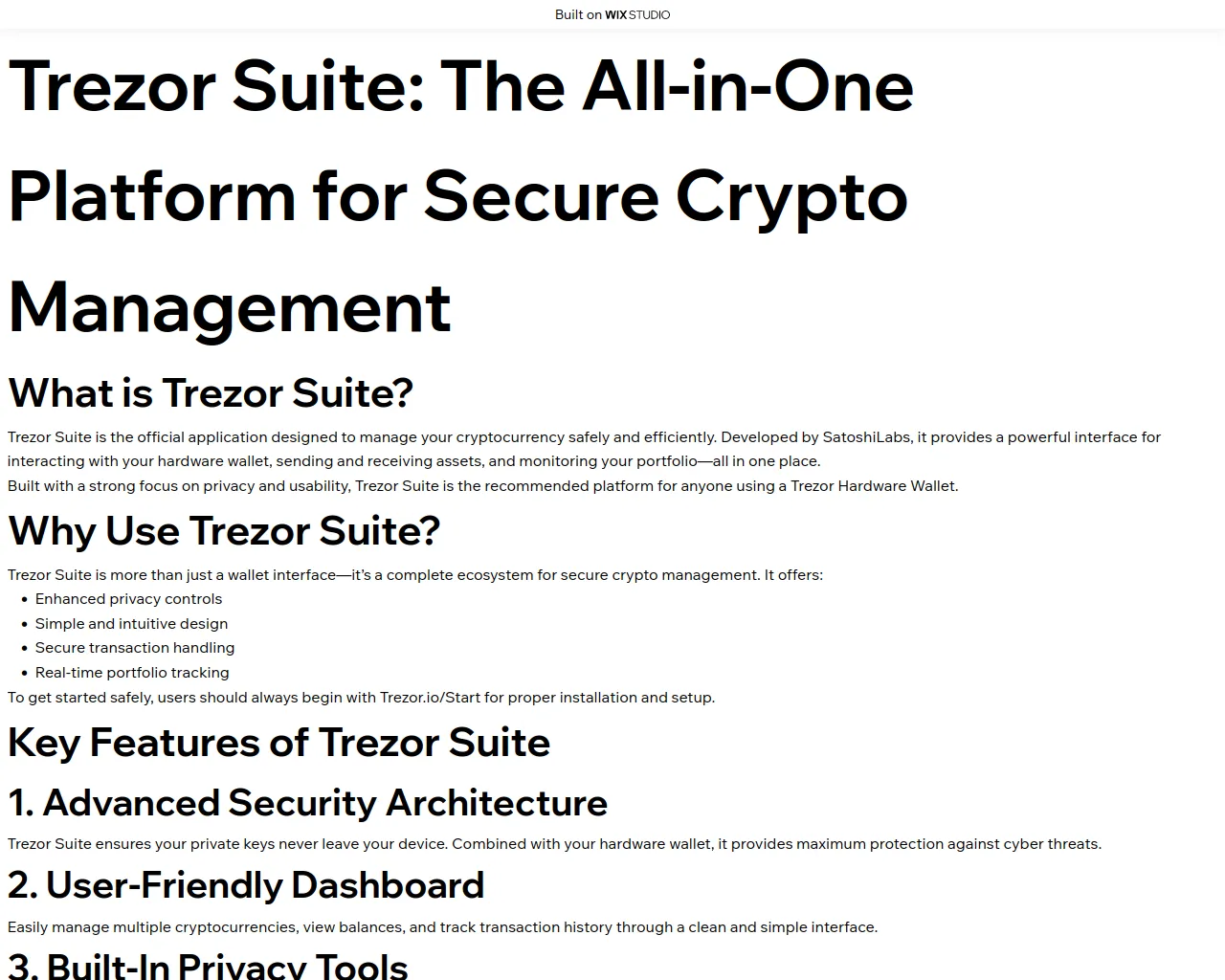 Screenshot of suitetrezorr.wixstudio.com