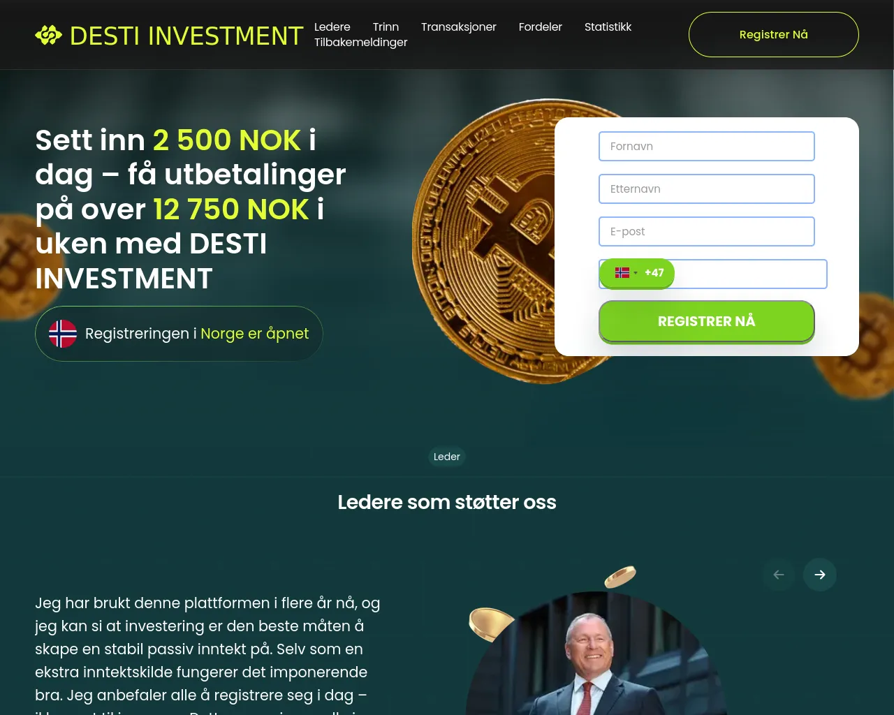 Screenshot of destiinvestment.com