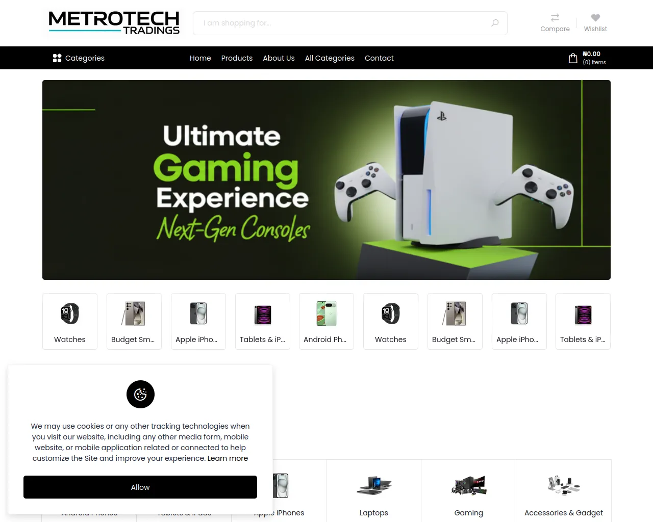 Screenshot of metrotechtradings.com