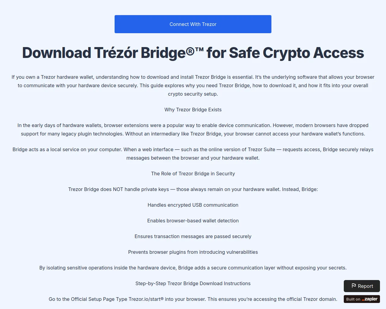 Screenshot of bridge-hub-trez.zapier.app