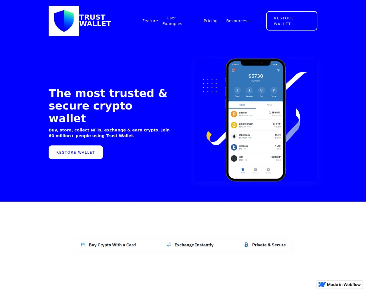 Screenshot of trustwallets-supportwebpage.webflow.io