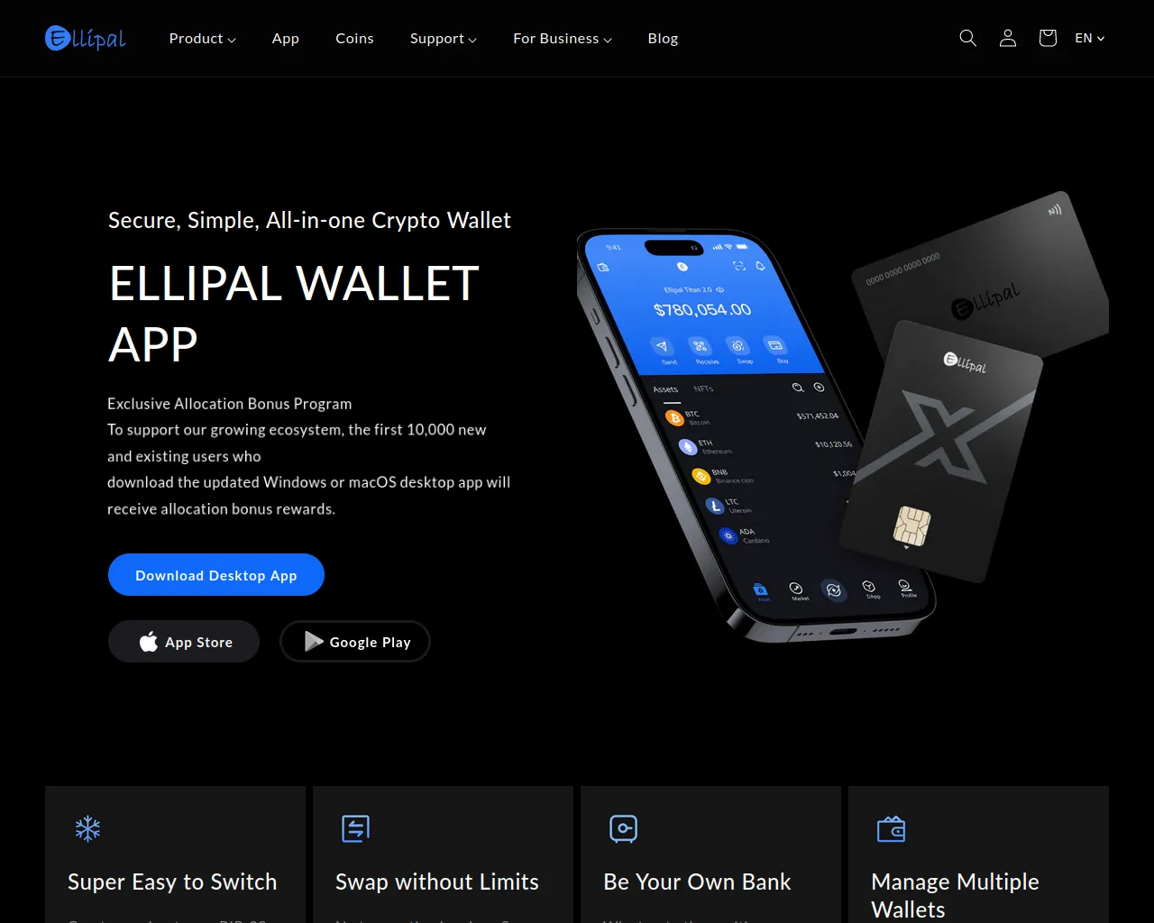 Screenshot of ellipal-wallet.io