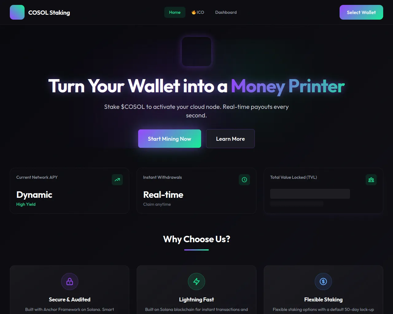 Screenshot of stake.createonsol.com