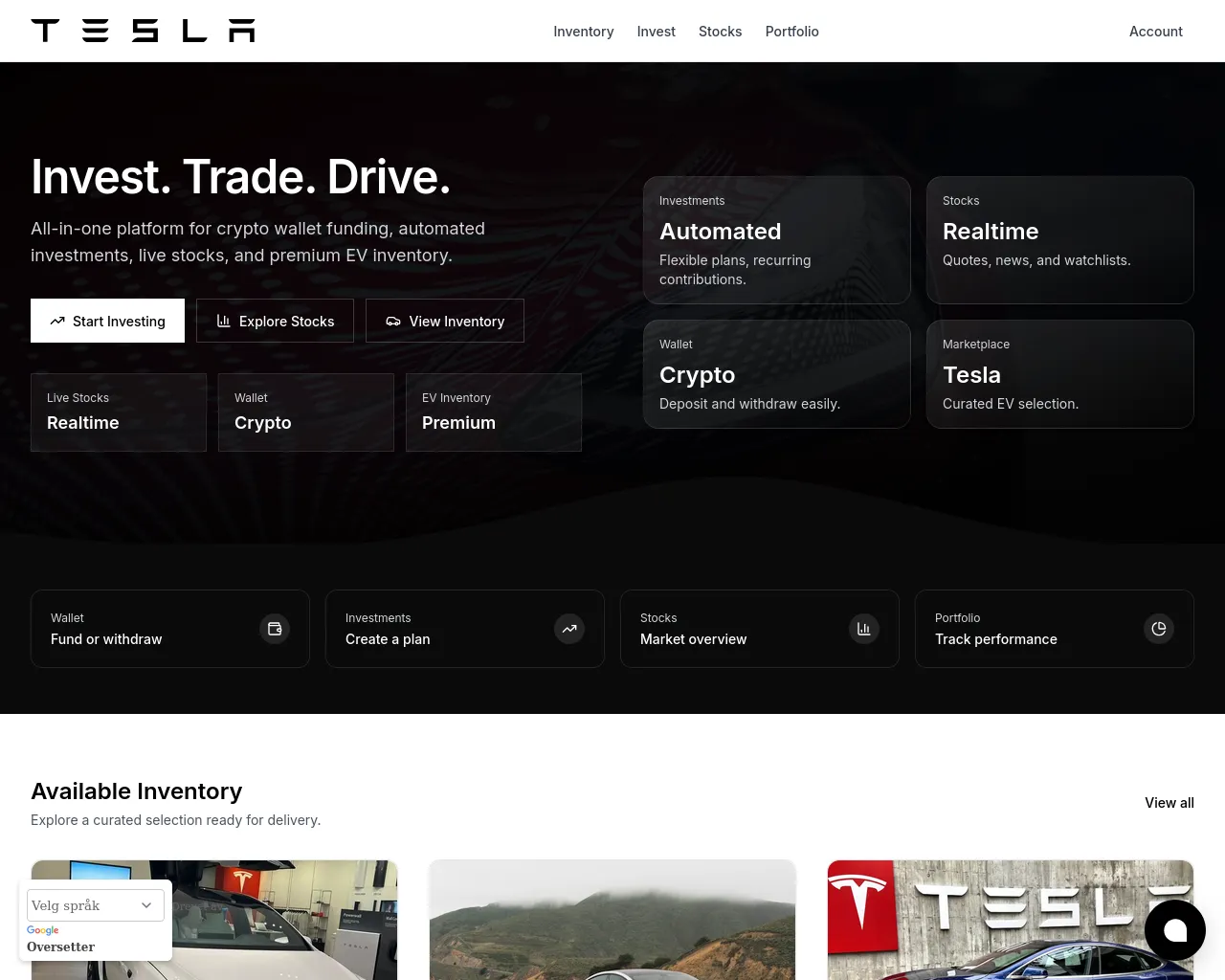 Screenshot of teslaintinv.com