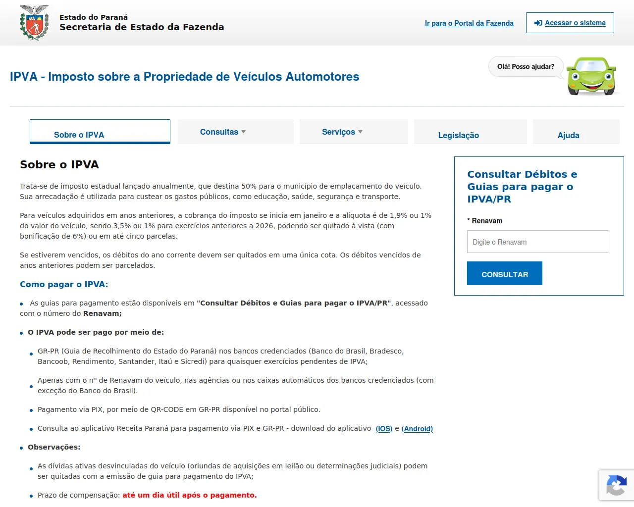 Screenshot of contribuinte-fazendapr2026.com