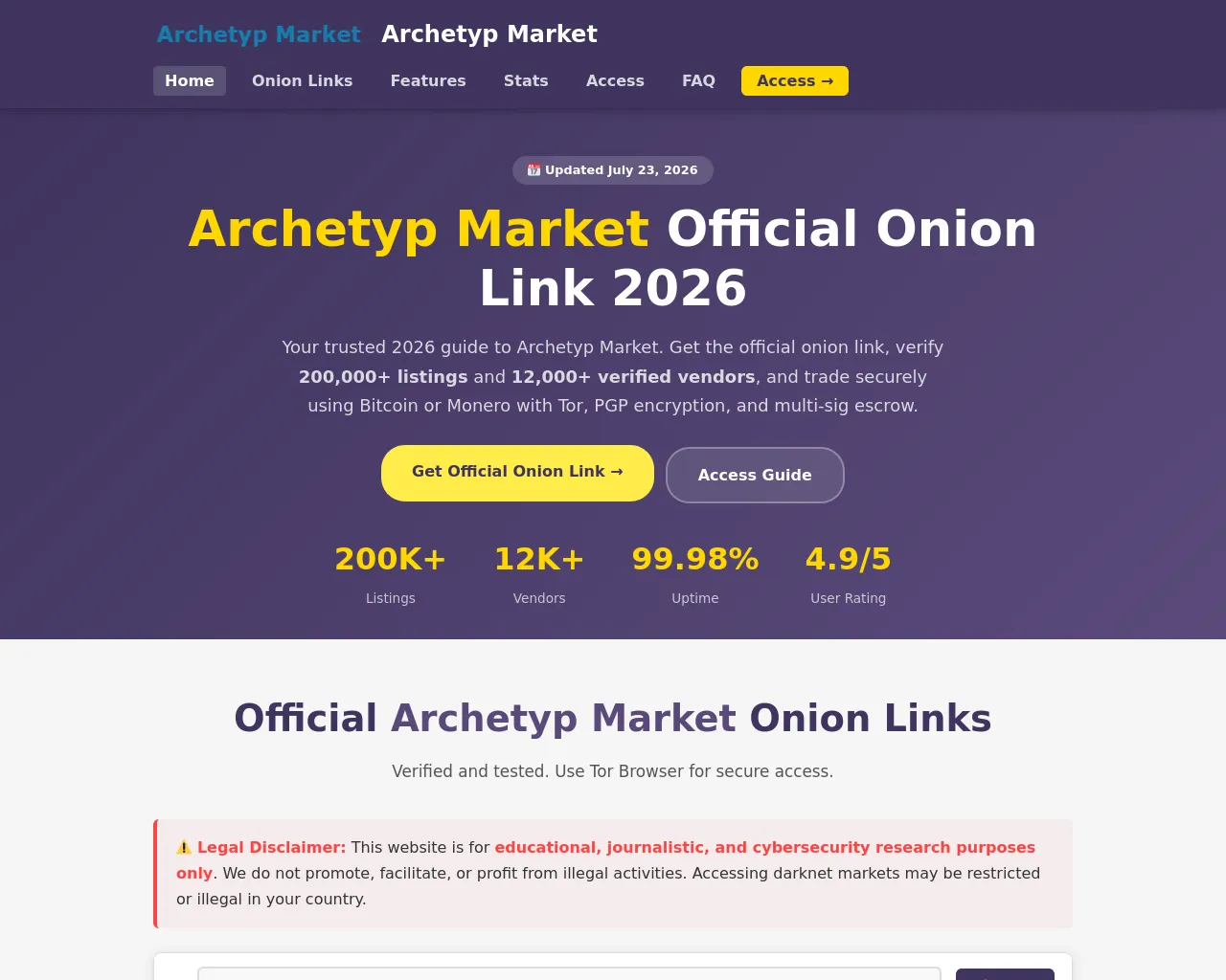 Screenshot of archetypdarkweb.com