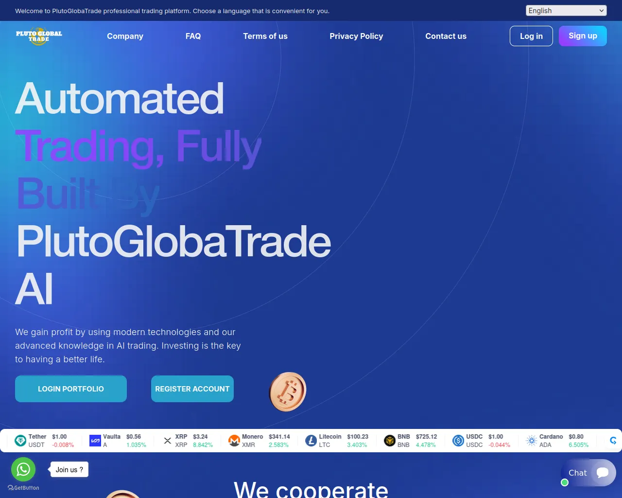 Screenshot of plutoglobaltrade.ltd